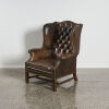  An Antique Leather Wingback Armchair   - 3