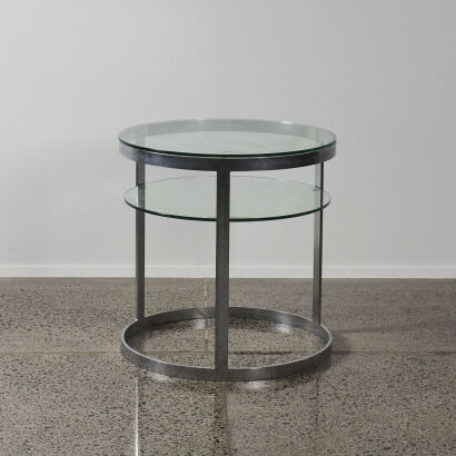 A Bespoke Steel and Glass Top Side Table