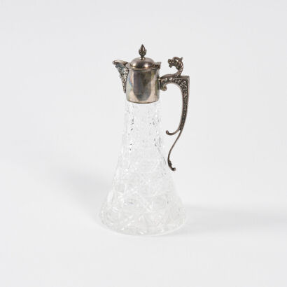 An Antique Sterling Silver & Crystal Claret Jug