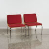 A Pair of Scandinavian Chairs In Formed Ply With Red Fabric