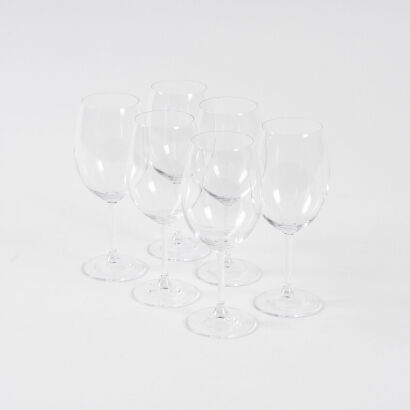 A Set Of Six Crystal Red Wine Glasses