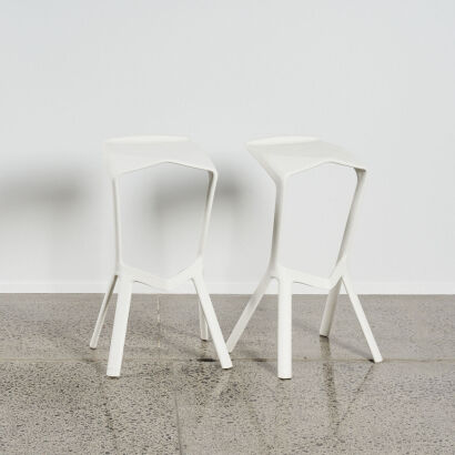 A Pair of Modern Plastic Bar Stools