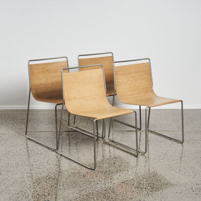 A Set Of Four Bold Paper-Thin Italian Dining Chairs By Lapalma