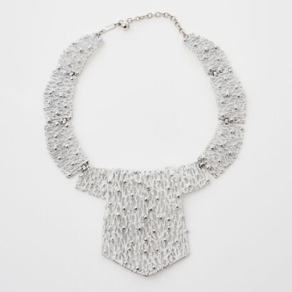 Napier White Enamel Statement Necklace