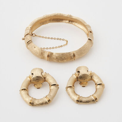 Napier Bamboo Style Bracelet and Earrings Set