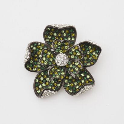 Kenneth Jay Lane Green Flower Brooch