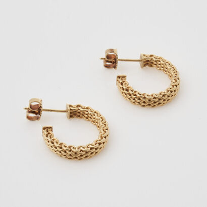 18ct Yellow Gold, Tiffany & Co. Somerset Mesh Hoop Earrings