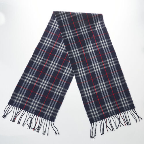 Burberry Wool Navy Checker Scarf