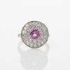 Platinum, Pink Sapphire and Diamond Ring