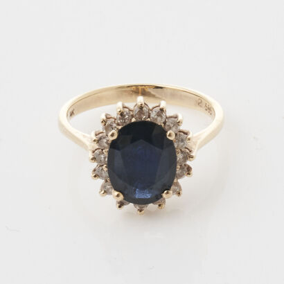 14ct Yellow Gold, Sapphire and Diamond Ring