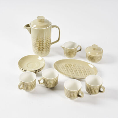 A Crown Lynn Novelle Coffee Set By Peter Gibbs