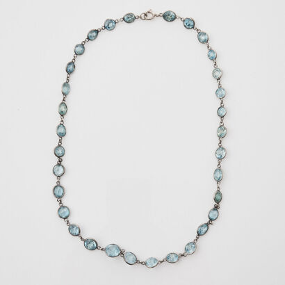 Sterling silver Vintage Blue Zircon Necklace