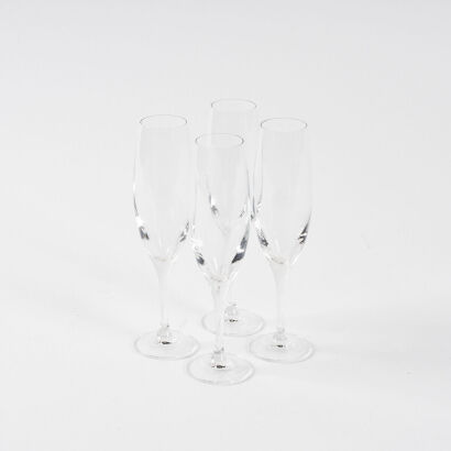 A Set of Four Crystal Champagne Flutes