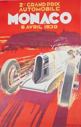 Robert Falcucci - 1930 Monaco G.P. Signed R. Dreyfus Reproduction Poster