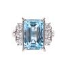 Platinum Aquamarine and Diamond Ring