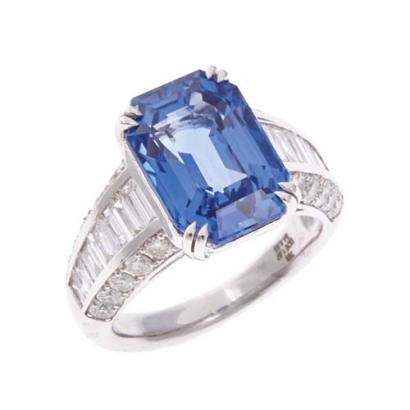 An Important No-Heat 8.83ct Sapphire and Diamond Ring