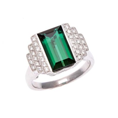 18ct Diamond and Tourmaline Ring