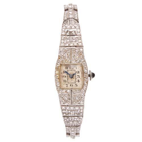 Platinum Art Deco Diamond Wristwatch *