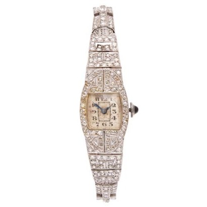 Platinum Art Deco Diamond Wristwatch *