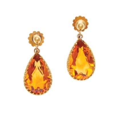 9ct Citrine Drop Earrings *