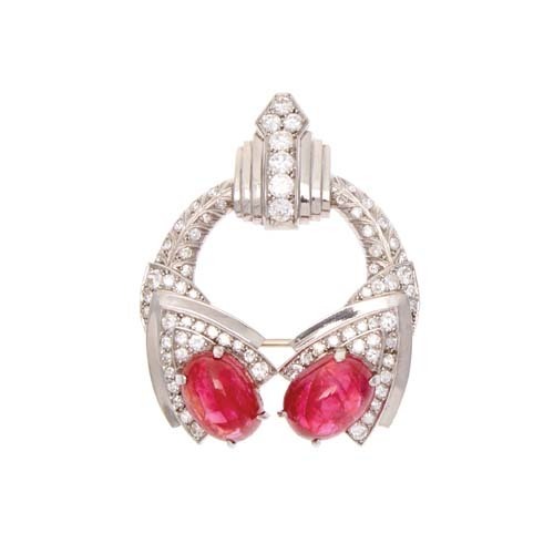 An Art Deco Style Ruby and Diamond Brooch *