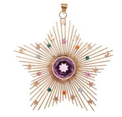 14ct Colour Change Syn Sapphire Starburst Pendant *