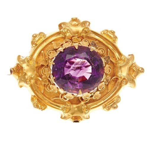 Mid Victorian Amethyst Brooch *
