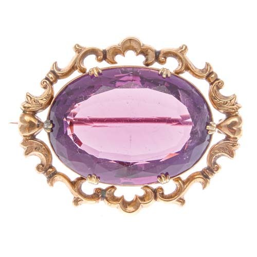 9ct Antique Amethyst Brooch *
