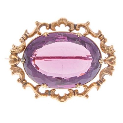 9ct Antique Amethyst Brooch *