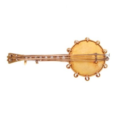 15ct Victorian Banjo Brooch *