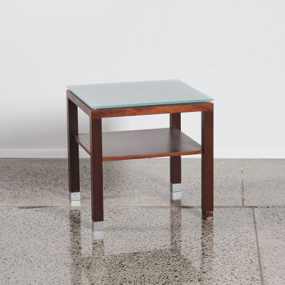 A Modern Glass Topped Bedside Table