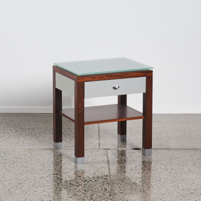 A Modern Glass Top Bedside Cabinet