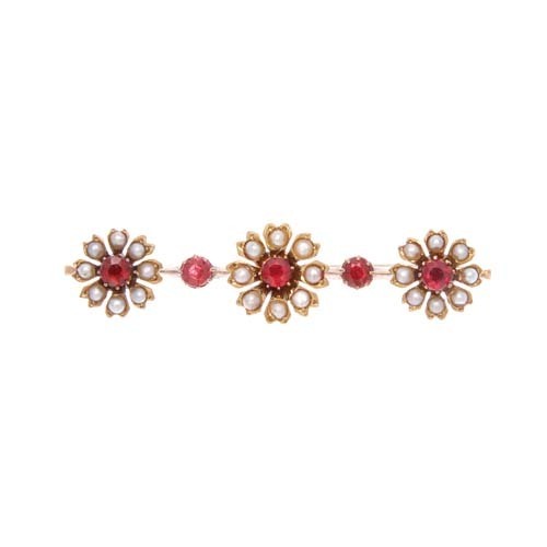 15ct Victorian Doublet and Seed Pearl Brooch *