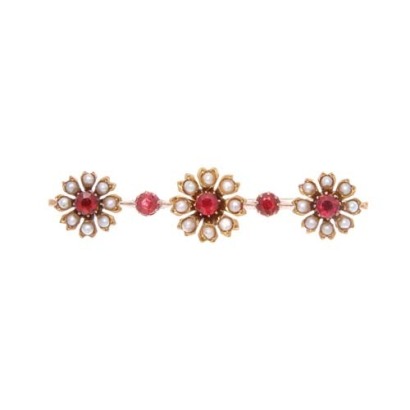 15ct Victorian Doublet and Seed Pearl Brooch *