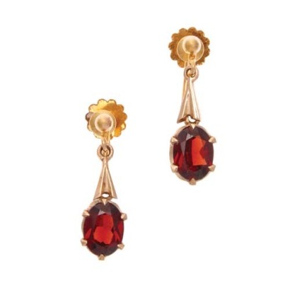 9ct Garnet Drop Earrings *