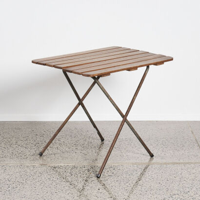 A Vintage Wooden Topped Foldout Table