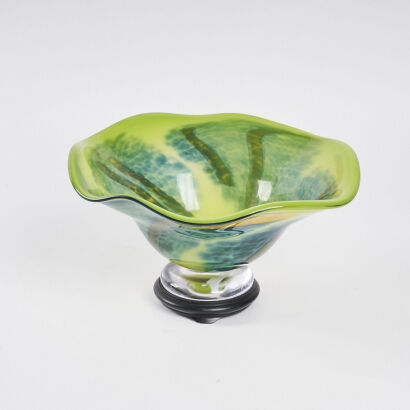 A Large Rollin Karg Signed Art Glass Blown Bowl