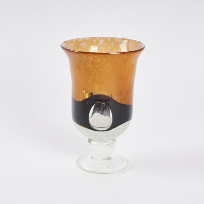 A Vintage Three-Eyed Art Glass Blown Vase