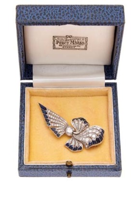 Platinum Art Deco Sapphire and Diamond Brooch *