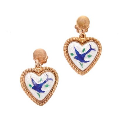 9ct Enamel Swallow Earrings *