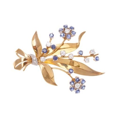 18ct Sapphire and Diamond Spray Brooch *