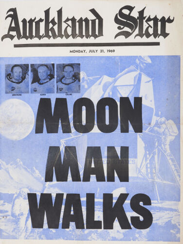 An Auckland Star Moon Man Walks Poster 1969