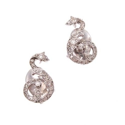 Edwardian Diamond Scroll Earrings *