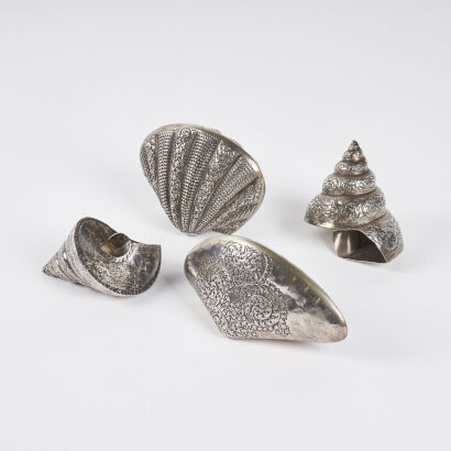 Four Pewter Seashells