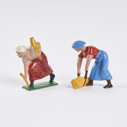 A Pair Of Vintage French Cast Aluminium The Drunk Man And Farmer
