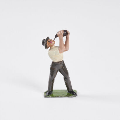 A Vintage French Cast Aluminium Drunk Man