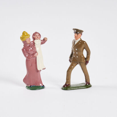 A Vintage French Cast Aluminium Solider, The Wife And The Baby