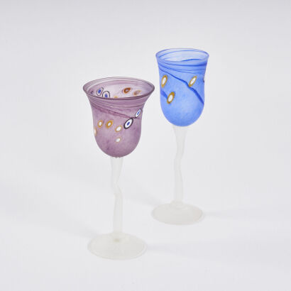 A Pair of Lynette Campbell Wine Glasse
