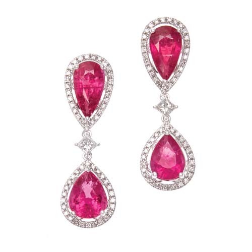 18ct Pink Tourmaline and Diamond Earrings