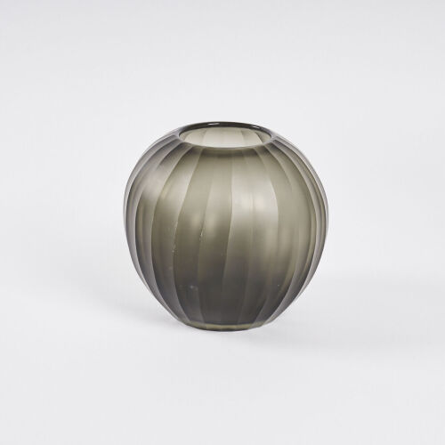 A Blacken Reeded Art Glass Vase